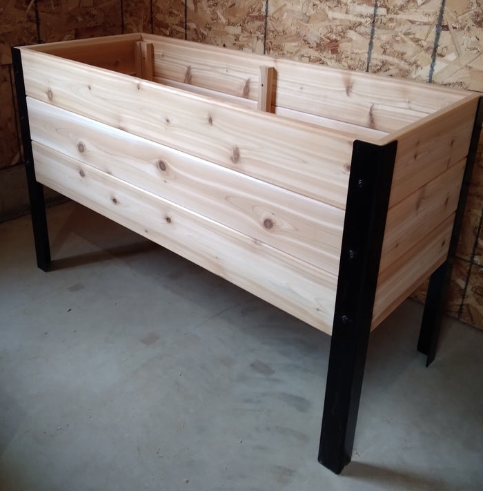 SL48 Raised Cedar Planter W/ Steel Legs 18x48"